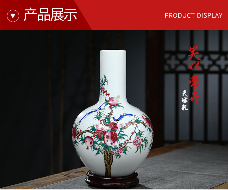 Jingdezhen ceramics vase the peach flower arranging antique Chinese style household TV ark, decoration crafts are sitting room