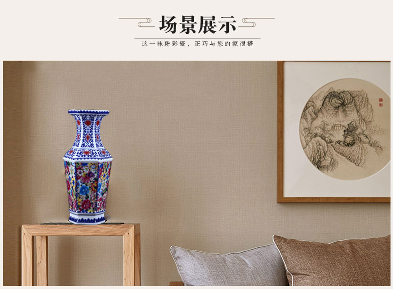 Jingdezhen blue and white porcelain antique archaize ceramic vase furnishing articles the six - party new Chinese flower arranging sitting room adornment