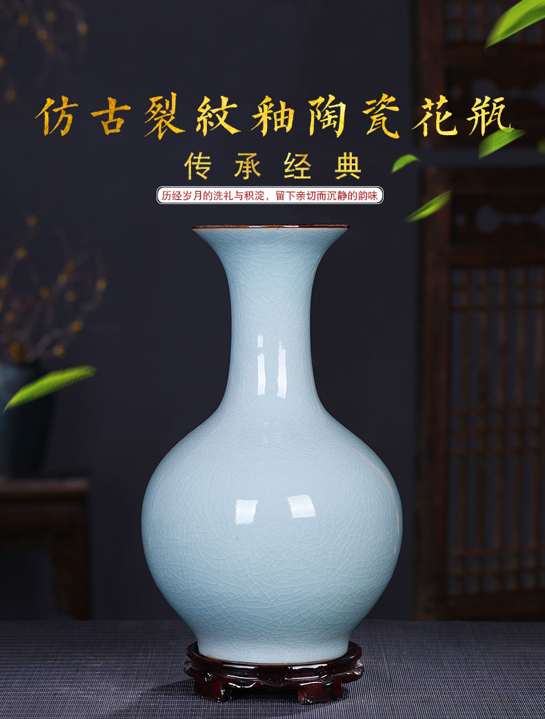 Jingdezhen ceramics antique vase shadow blue glaze up crack sitting room home decoration handicraft decoration furnishing articles