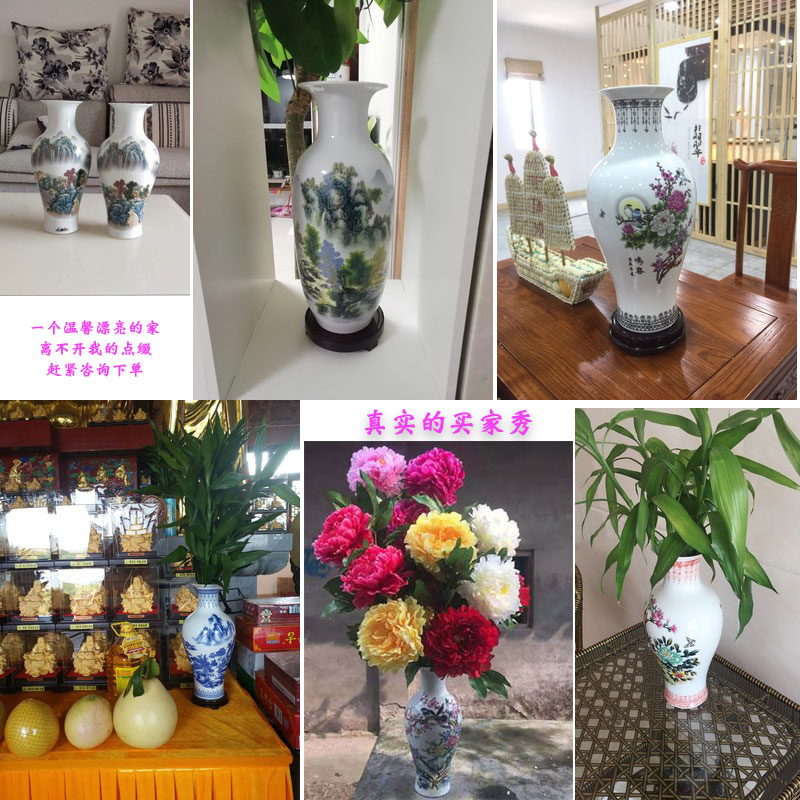 Blue and white porcelain of jingdezhen ceramics flower arranging antique vase lucky bamboo living room TV cabinet craft ornaments furnishing articles