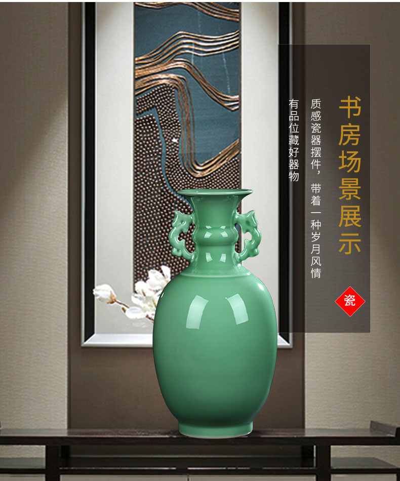 Jingdezhen ceramic antique shadow blue glaze ears vase Chinese style restoring ancient ways is the sitting room porch decoration rich ancient frame furnishing articles