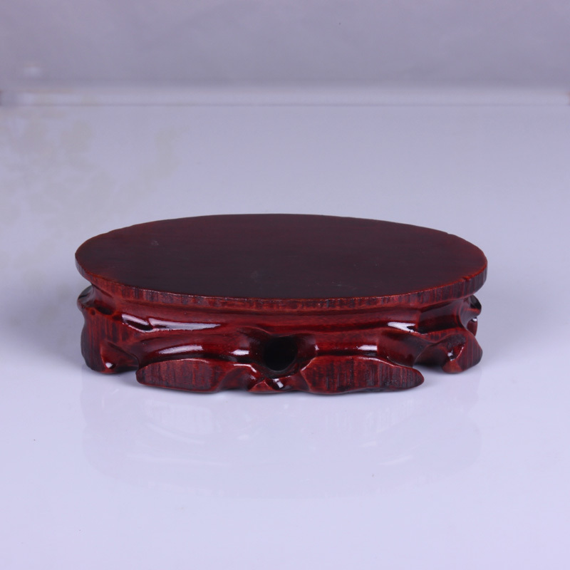 Solid wood ShouGong jade carved on the base of irregular ellipse flat look strange stone base seat tea vase base