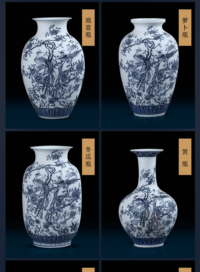 Jingdezhen blue and white porcelain ceramic vases, sitting room of Chinese style household flower arranging, TV ark, adornment rich ancient frame furnishing articles