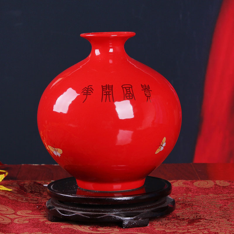 In landscape water garden of jingdezhen ceramics China red peony pomegranate vase household adornment new home furnishing articles