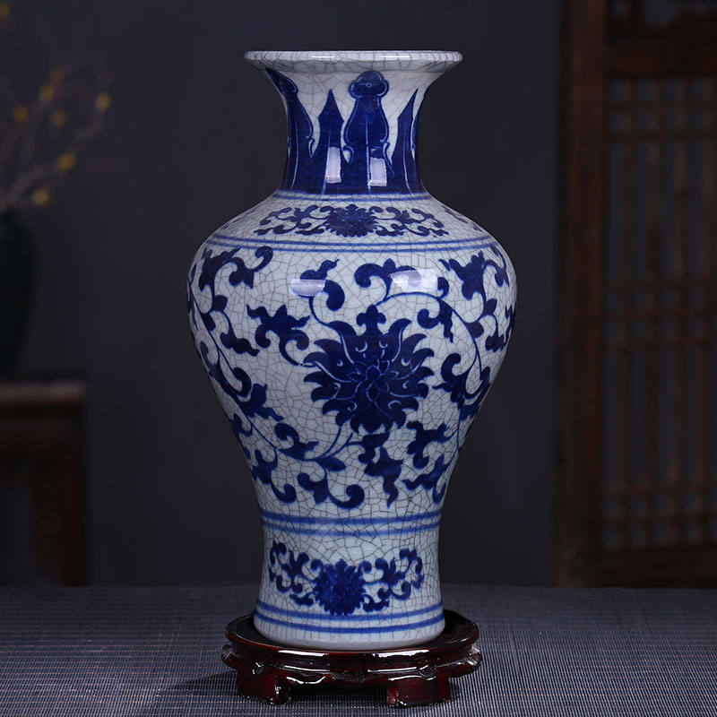 Archaize of jingdezhen ceramics up crack glaze glaze vase vase of porcelain of modern Chinese style home sitting room place