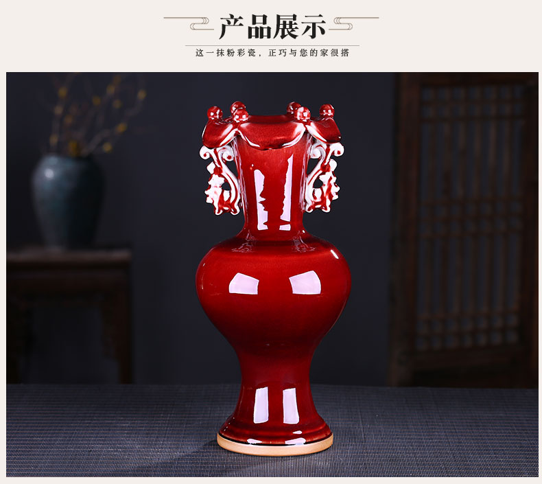 Jingdezhen ceramic vases, jun porcelain vase Chinese style restoring ancient ways household adornment furnishing articles furnishing articles rich ancient frame antique porcelain