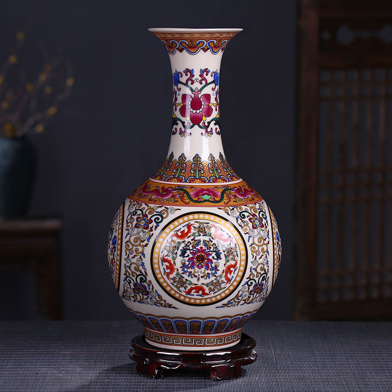 Jingdezhen ceramics enamel see colour blue and white porcelain luminous powder enamel floret bottle home furnishing articles sitting room decoration gifts
