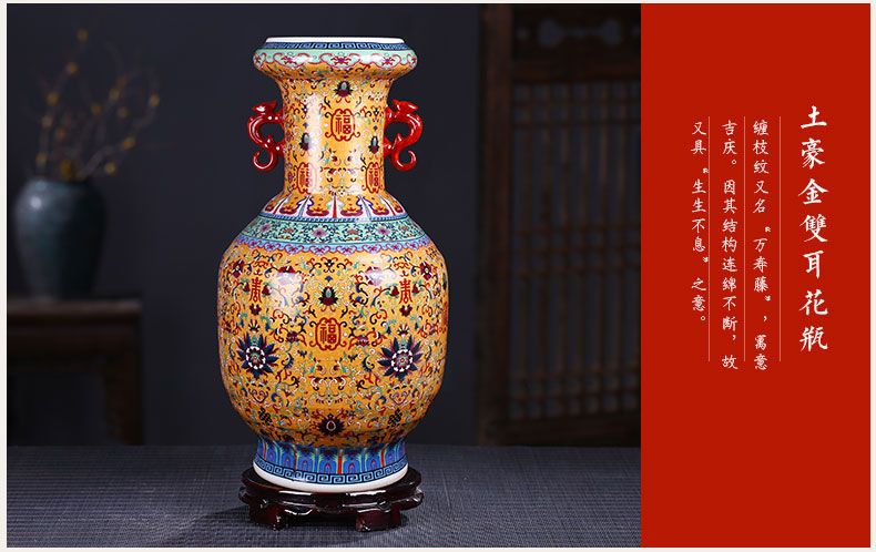 Jingdezhen ceramic big vase furnishing articles modern new Chinese style porch sitting room ground flower arranging large vase decoration