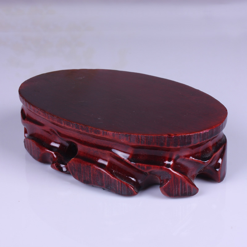 Solid wood ShouGong jade carved on the base of irregular ellipse flat look strange stone base seat tea vase base
