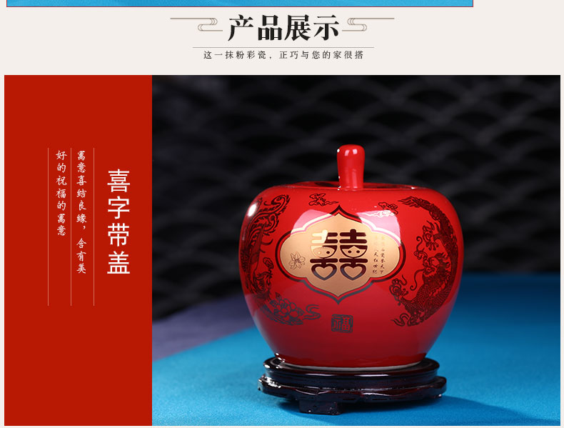 Send China red apple base of jingdezhen ceramics handicraft furnishing articles creative decorative household act the role ofing is tasted a wedding gift