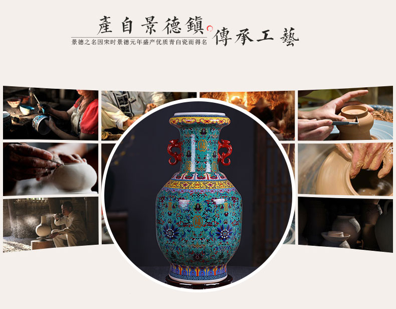 Jingdezhen ceramic big vase furnishing articles modern new Chinese style porch sitting room ground flower arranging large vase decoration