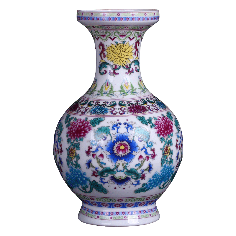 Jingdezhen ceramics enamel see colour blue and white porcelain luminous powder enamel floret bottle home furnishing articles sitting room decoration gifts