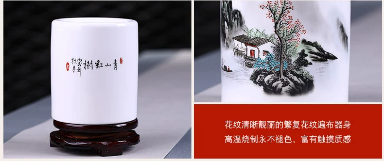 Jingdezhen gốm bút retro Trung Quốc may mắn trang trí bàn chải bút giữ công suất lớn nghiên cứu văn phòng máy tính để bàn