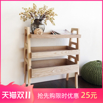 Le Pin Shangju multi-storey wooden shelf kitchen floor storage rack balcony flower stand meat room storage artifact