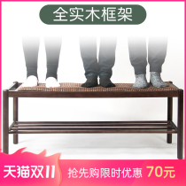 Le Pin Shangju solid wood shoe stool Chinese style ancient home shoe rack can sit at the door wearing shoes stool linen test stool