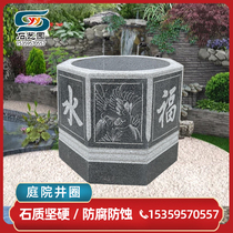 Stone carving wellhead manhole cover well ring fence ancient well octagonal round well cover courtyard drinking water Siyuan wellhead granite