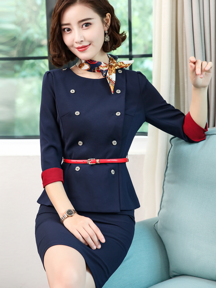 Professional suit women's summer fashion temperament suit formal frock stewardess beautician Jewelry store work clothes summer