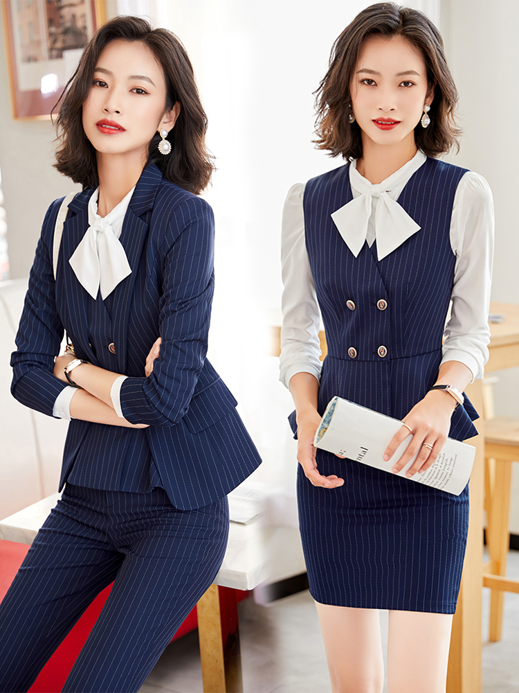 Workwear temperament goddess Fan flight attendant uniform armor suit hotel front workwear beauty salon work clothes