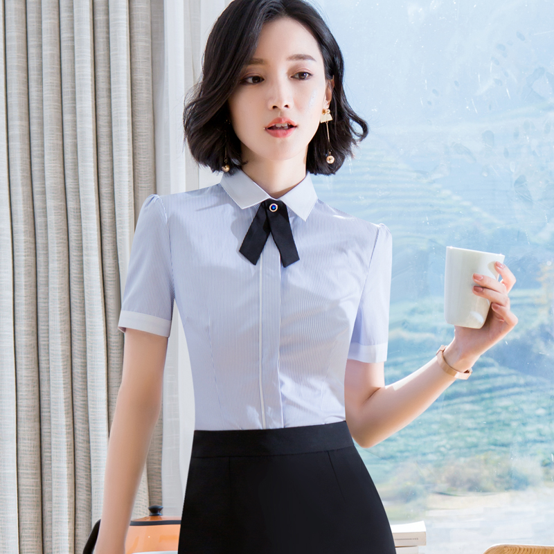 Hotel front desk work clothes Short-sleeved blouse Summer clothing Restaurant cashier work clothes Professional suit