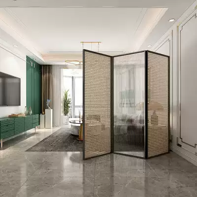Italian TIE design glass woven screen bathroom simple living room compartment folding screen porch folding mobile