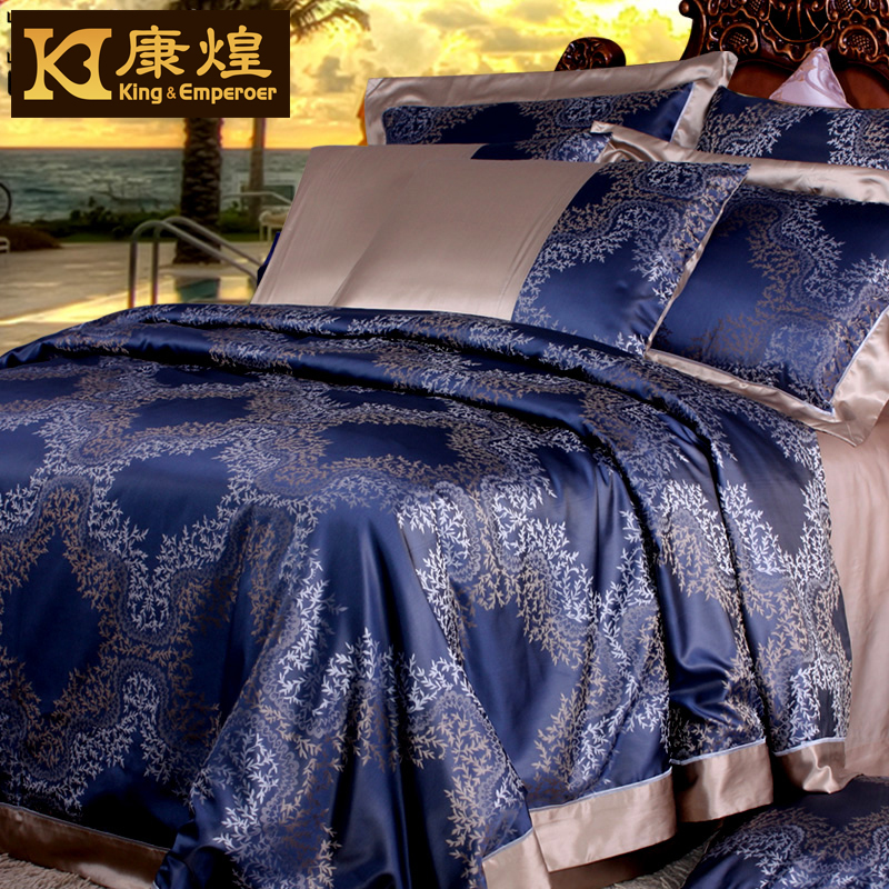 Kanghuang silk four-piece mulberry silk Chinese and European villa bedding 28 mm heavy silk bed four-piece set