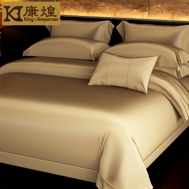 Four sets of 100 silk silk in Kanghuang silk bed are set in single - heavy pure summer silk four pieces