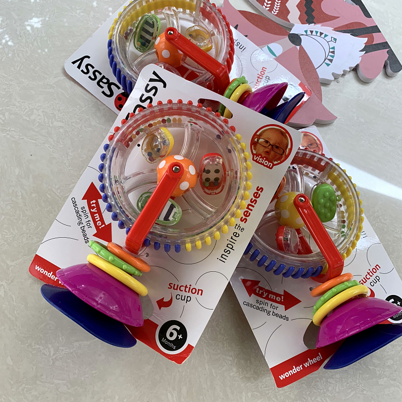 Three-color rotating Ferris wheel Baby windmill Baby children dining table chair cart Suction cup toy Feeding coax baby