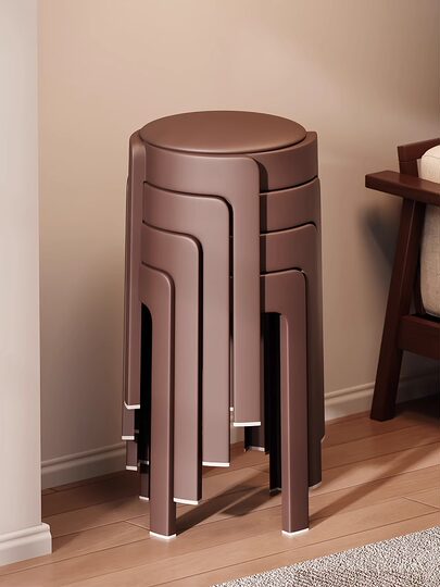Soft-packed plastic stool for home use, thickened, durable, stackable whirlwind round stool, high-end dining table spare chair
