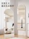 Cream-Colored Full-Length Dressing Mirror for Home Use, Suitable for Girls' Bedrooms, Trendy Mirror, Wall-Mounted Arched Glass, Ultra-Clear French-Style Mirror