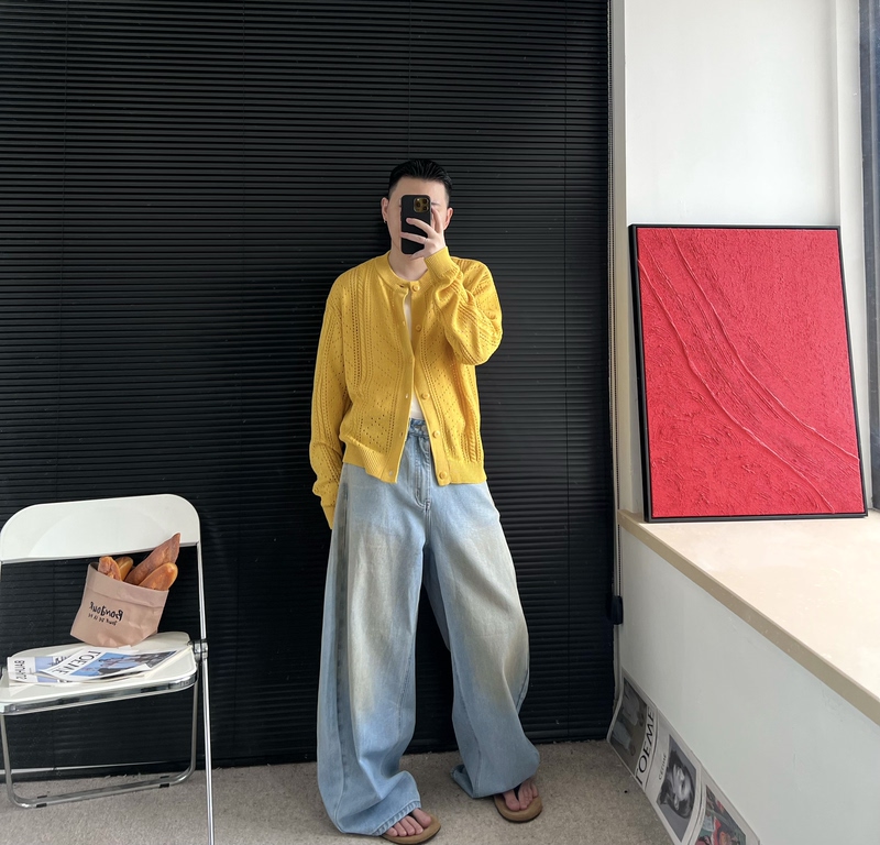 Nhyqshop 2026 Autumn New Arrival ins Niche Lyocell Linen Blend Hollow Knit Sweater Cardigan for Men Nhyqshop 2026 Autumn New Arrival ins Niche Lyocell Linen Blend Hollow Knit Sweater Cardigan for Men
