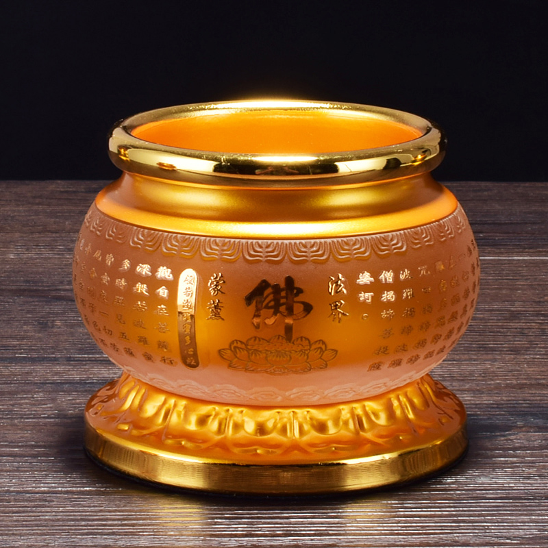 Buddha glass incense burner for the God of wealth in front of the Buddha Household incense burner Buddhist Supplies Buddha Word Heart Sutra lucky aromatherapy stove