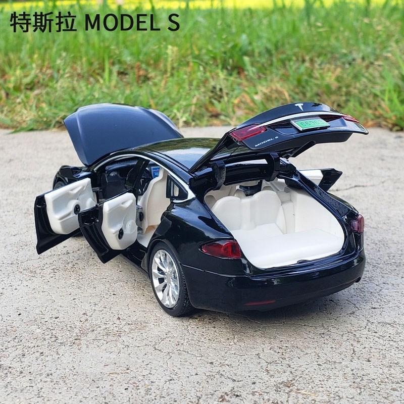 1:32 Tesla MODELS alloy car model open door sound and light return toy car decoration simulation metal car