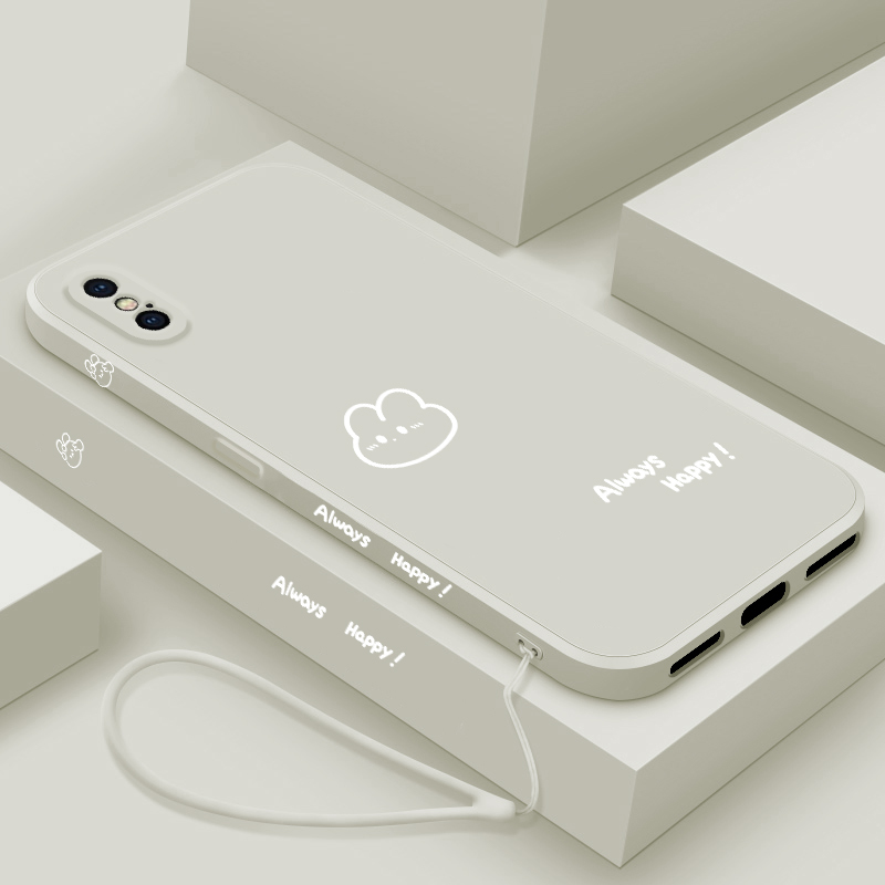 Suitable for Iphonex Mobile Phone Case, New Apple Xsmax Liquid Silicone Protective Case for Boys and Girls, XS Lens Full-Cover Anti-Fall Soft Case, Xr Ultra-Thin Personalized Creative Ipx Simple Shell, Happy Rabbit