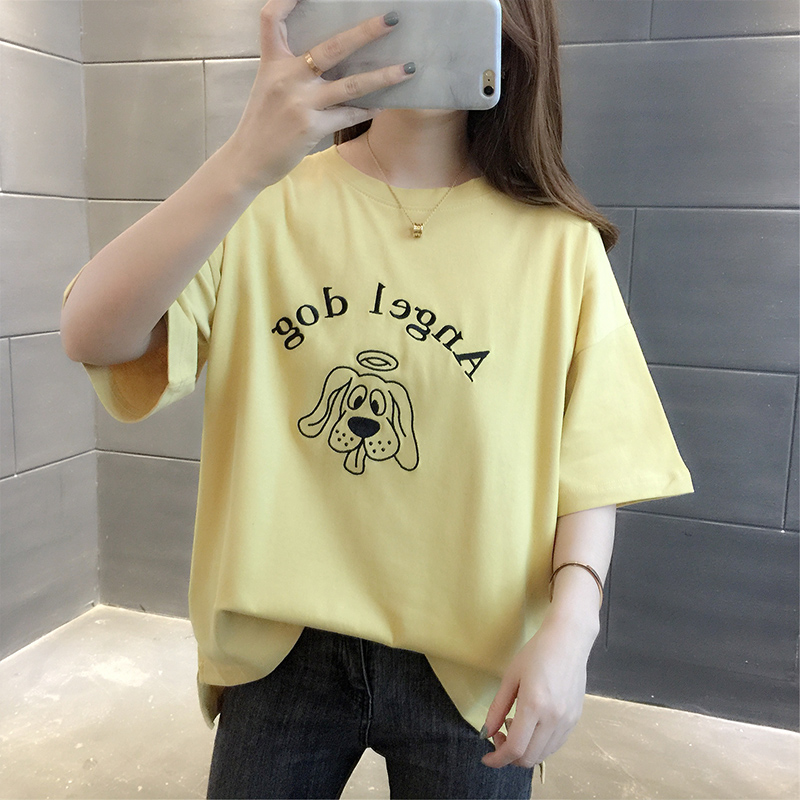 ngắn tay mùa hè váy 2020 đang lớn gió ins giảm in cartoon lỏng cao đẳng trắng t-shirt của phụ nữ trên quần áo triều