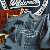 American old summer letter printing short sleeve Japanese retro T-shirt trendsetter tide man casual loose round neck cotton