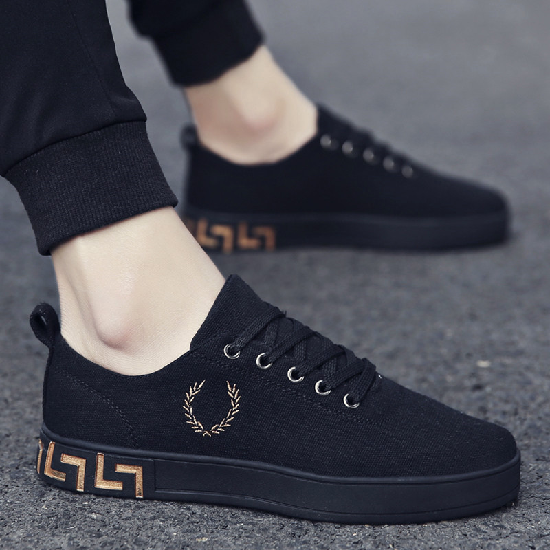 Men's shoes autumn 2022 new Korean version trend flat canvas shoes all-match sports and leisure black cloth shoes tide shoes