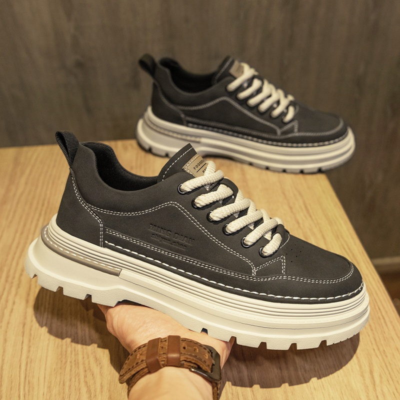 Low-Top Martin Boots for Men, 2025 New Autumn Style, British Retro Genuine Leather Men's Thick-Soled Height-Increasing Work Short Boots