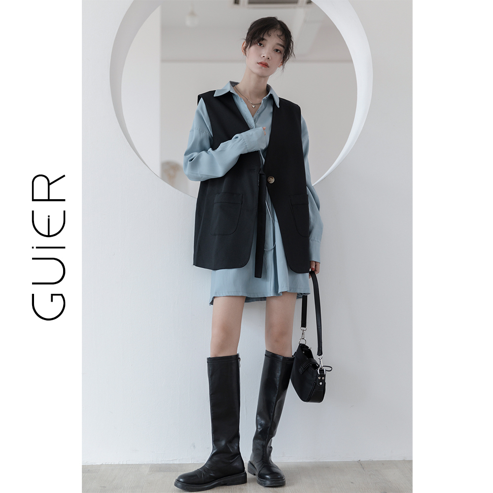 GUIER side hitched waist suit lady in the spring and autumn 2023 temperament lily and autumn vest coat