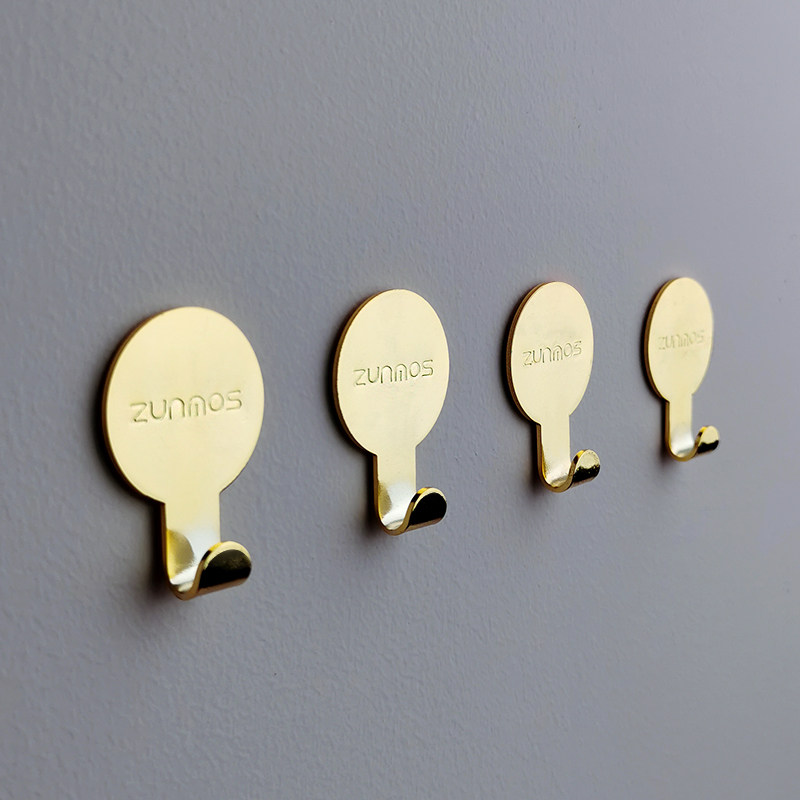 Light extravagant gold stainless steel free of punch and nail hooks powerful adhesive glued hook make-up room door rear wall hanging without marks