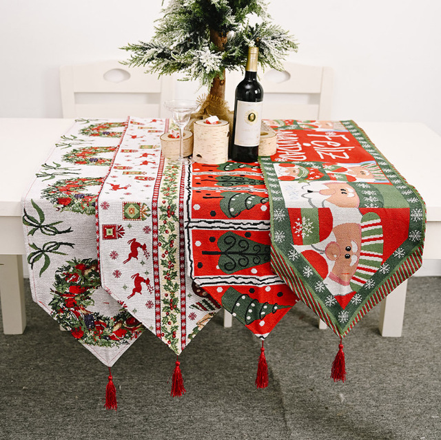 Christmas Decorations Knit Table Flag Tablectable Cloth Table Tea Table Tea Table Family Holiday Dress Flower Ring Old Man Deer Tree Table Mat