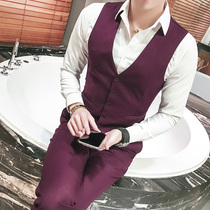 Suit suit suit mens vest slim Korean version of professional dress work with groom wedding ceremony leisure horse clip autumn and winter