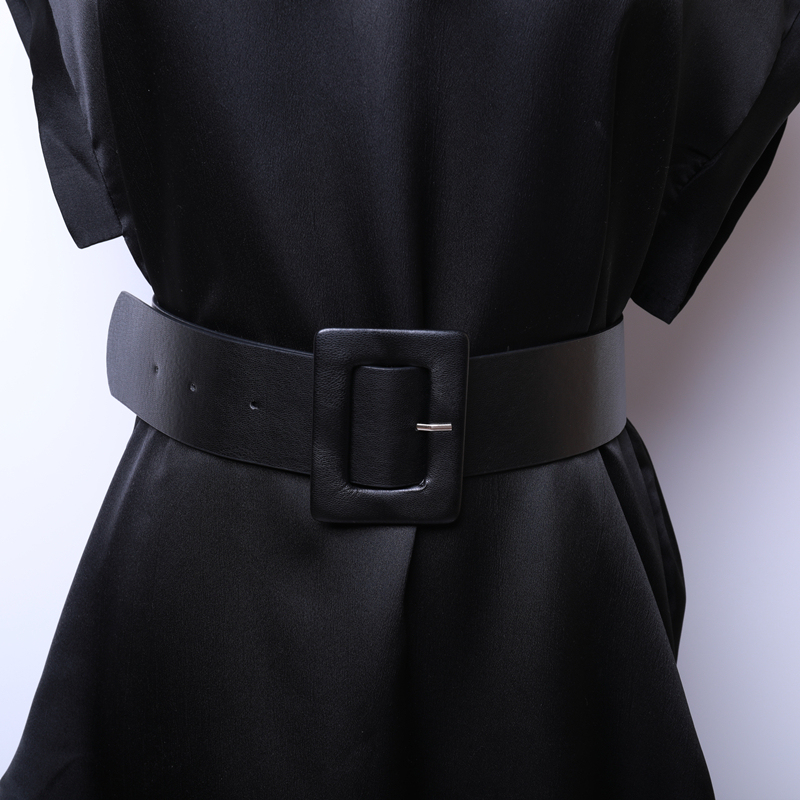 Women's Wide Leather Belt Dress Versatile ins Style Trouser Belt Korean Fashion Simple Women's Black Decorative Belt