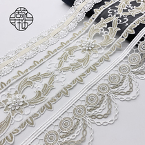Curtain accessories lace side embroidered stitch inlaid edge cloth art High fine gold silk lace trim embroidered web yarn upright edge