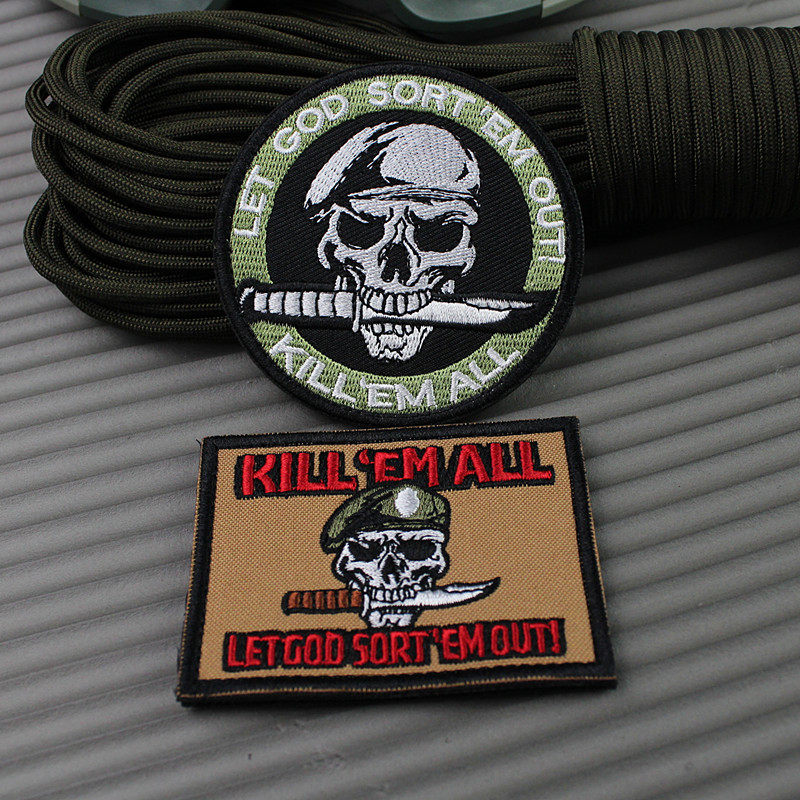 V00663killem all let god sortem out patch Embroidered Badge SHOULDER BAG PATCH