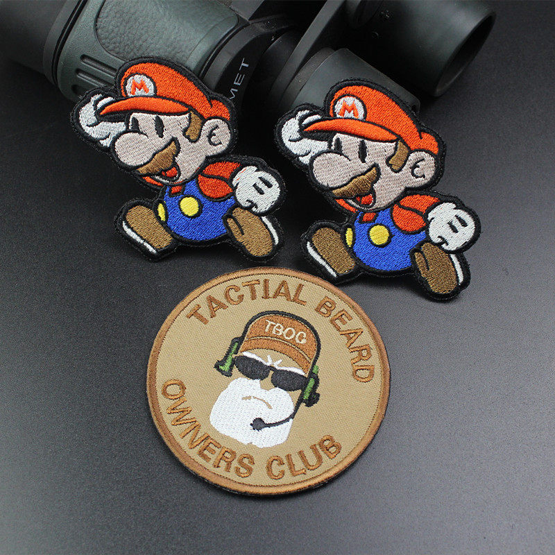 Mario Mario embroidered armband personality backpack sticker game logo backpack Velcro armband