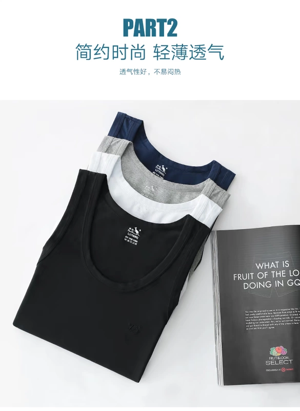 Kangaroo vest nam cotton thể thao bó sát áo sơ mi cotton trẻ trung thoáng khí tự canh mùa hè