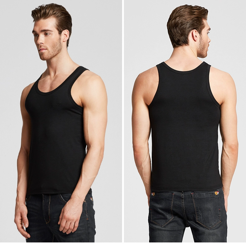 Kangaroo nam Vest nam bó sát cotton Slim Fit Fitness Hurdle Base Thanh niên Undershirt Vest - Áo vest