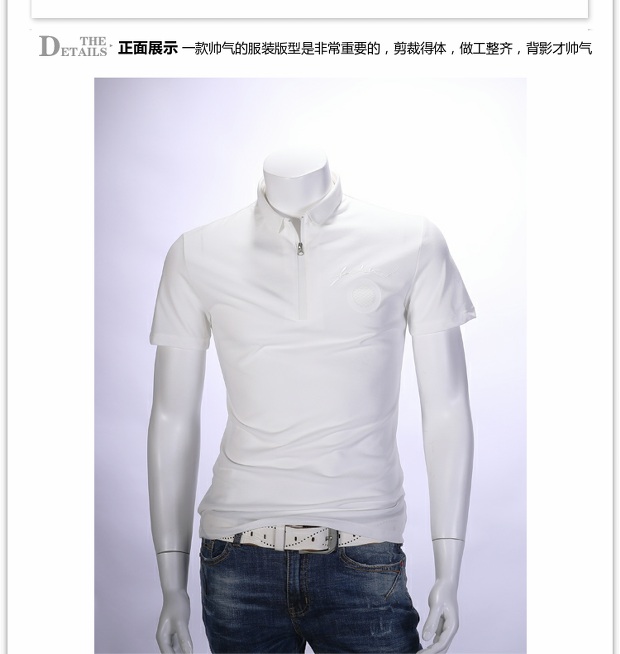 [Giải phóng mã bị hỏng] ve áo nam t 桖 nam cá tính dây kéo thêu màu rắn Áo thun polo mỏng Mu Yitize t shirt golf