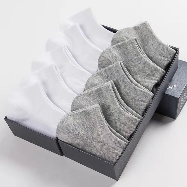 ຖົງຕີນຜູ້ຊາຍຕ່ໍາເທິງສຸດສີແຂງ socks summer ເຮືອ socks ດູດເຫື່ອດູດຊຶມປາກຕື້ນ, ຖົງຕີນ deodorant ສີດໍາແລະສີຂາວສີຂີ້ເຖົ່າ