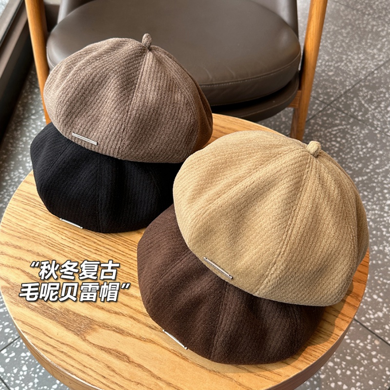 Winter Thick senior feel Berehat woman Han version of vegetarian color Jane about 100 hitch a pumpkin hat retro Mao, the painter hat-Taobao